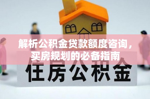 轮台解析公积金贷款额度咨询，买房规划的必备指南