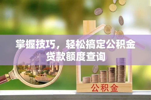 轮台掌握技巧，轻松搞定公积金贷款额度查询